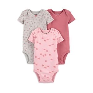 carter’s child of mine girls 3-6month pink/floral/sheep onesies